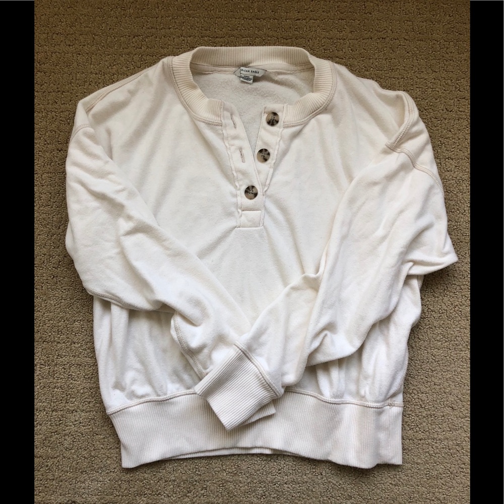 AEO Ahhmazingly Soft Henley Sweatshirt - Cream